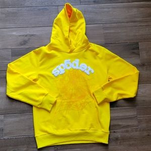 Sp5der yellow hoodie sweatshirt size M